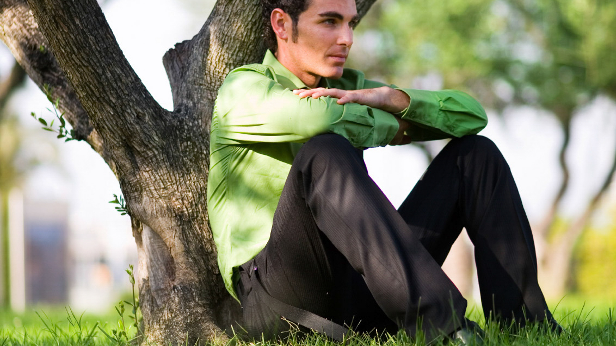 man by tree