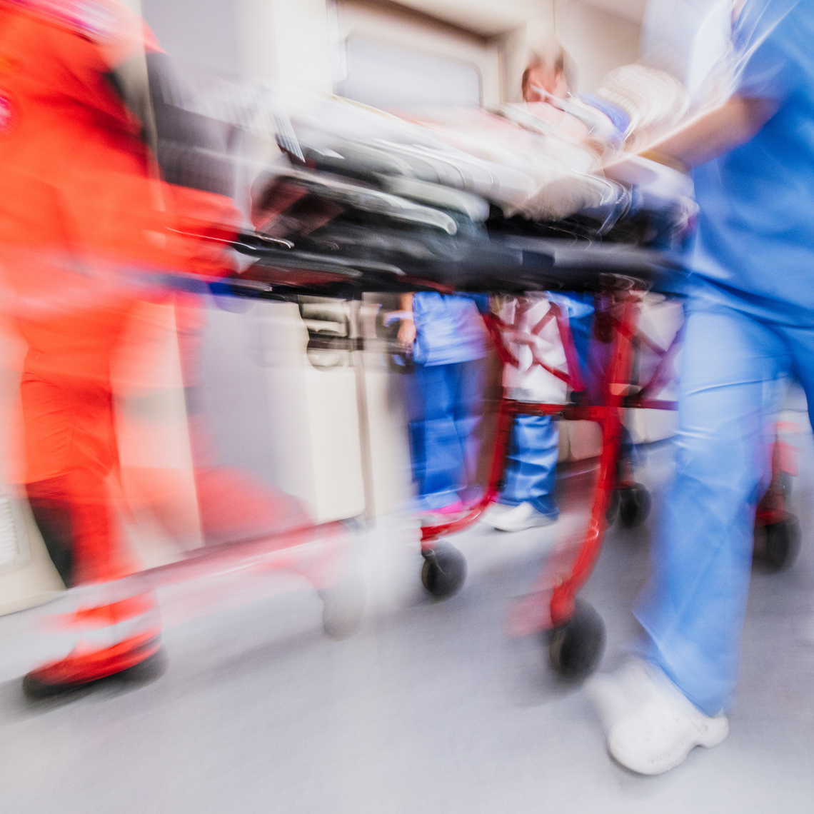 hospital hallway with patient