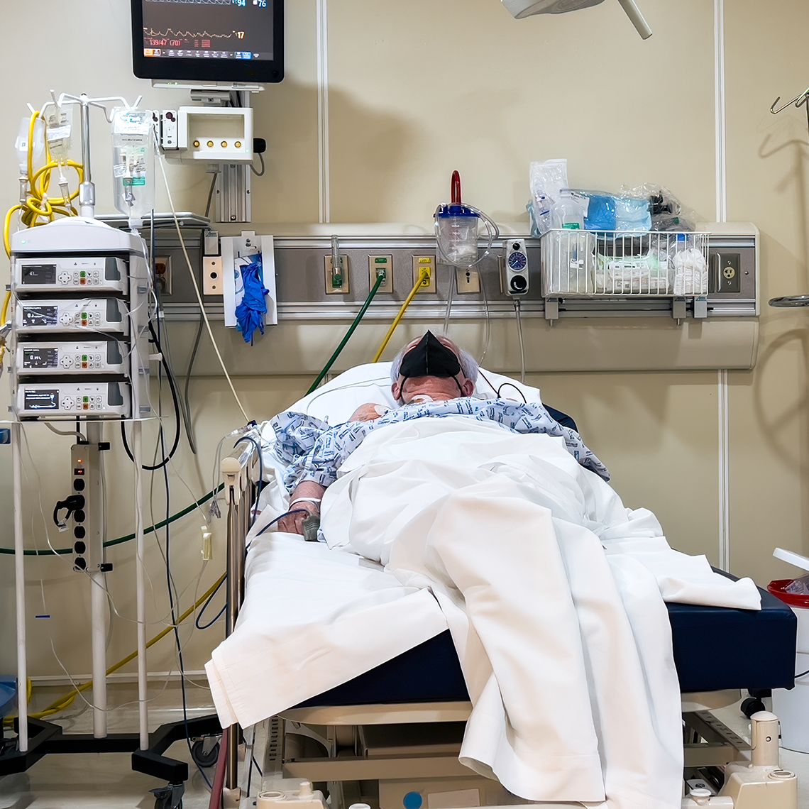 patient in an ICU bed